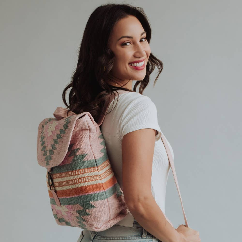Pink, Orange & Slate Aztec Backpack