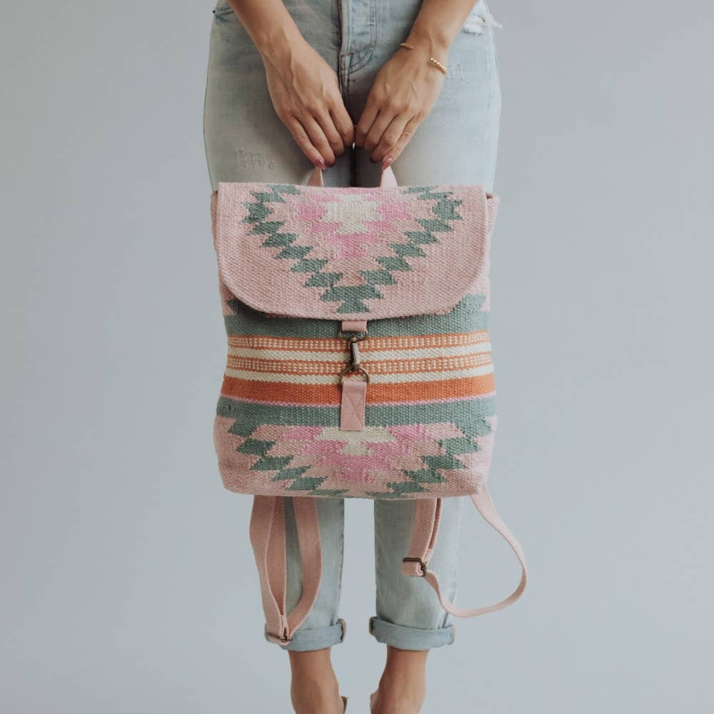Pink, Orange & Slate Aztec Backpack