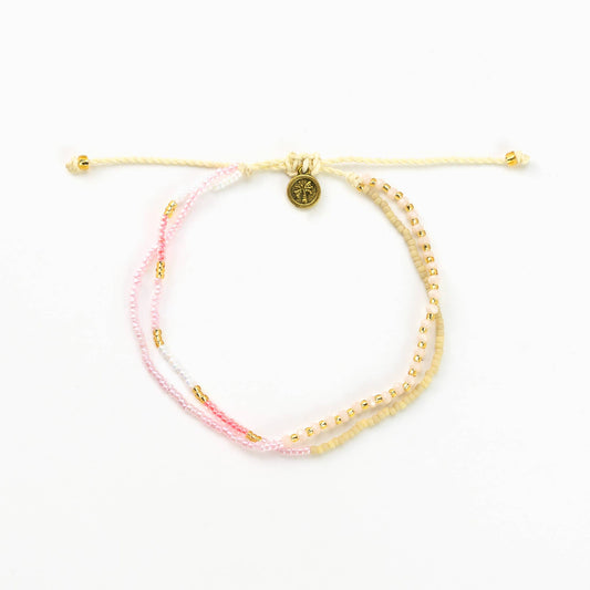 Monte Carlo Beaded Anklet in Peach