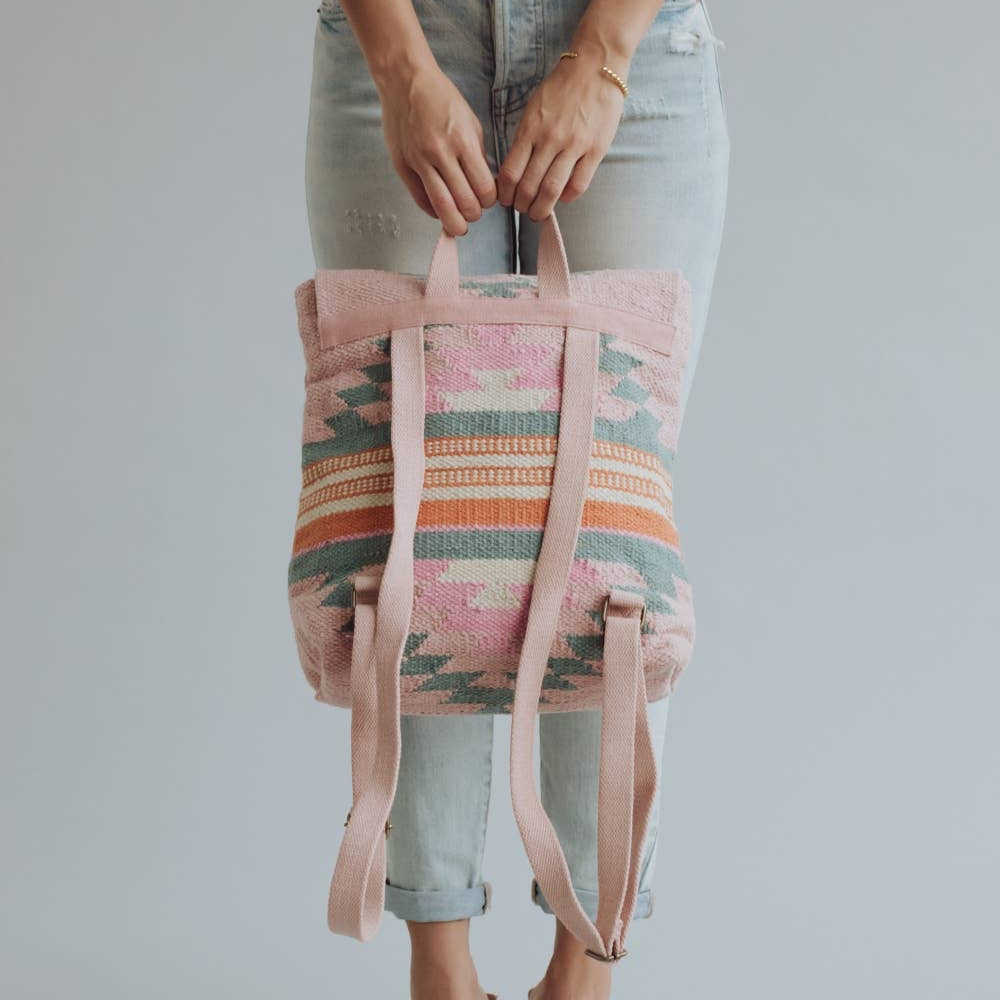 Pink, Orange & Slate Aztec Backpack