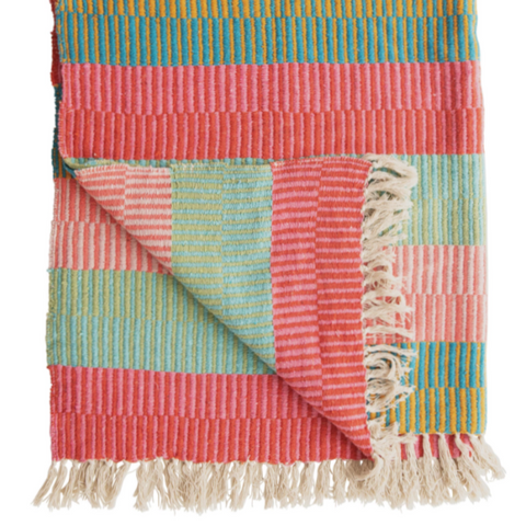Bright Stripes Recycled Cotton Blend Throw Blanket