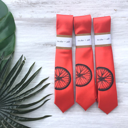 Bike Tire Skinny Tie - Red