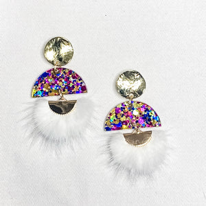 Rainbow Confetti Tuft Earrings
