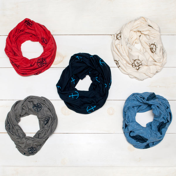 Compass Infinity Scarf in Red
