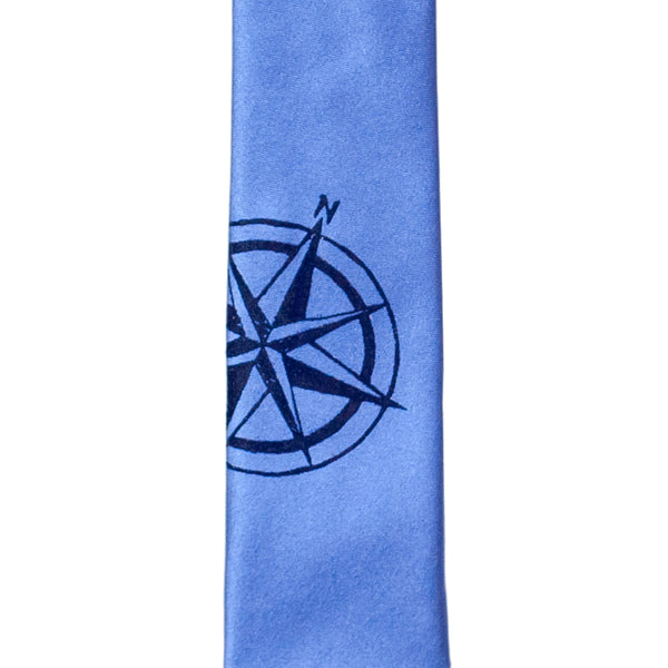 Compass Skinny Tie - Blue
