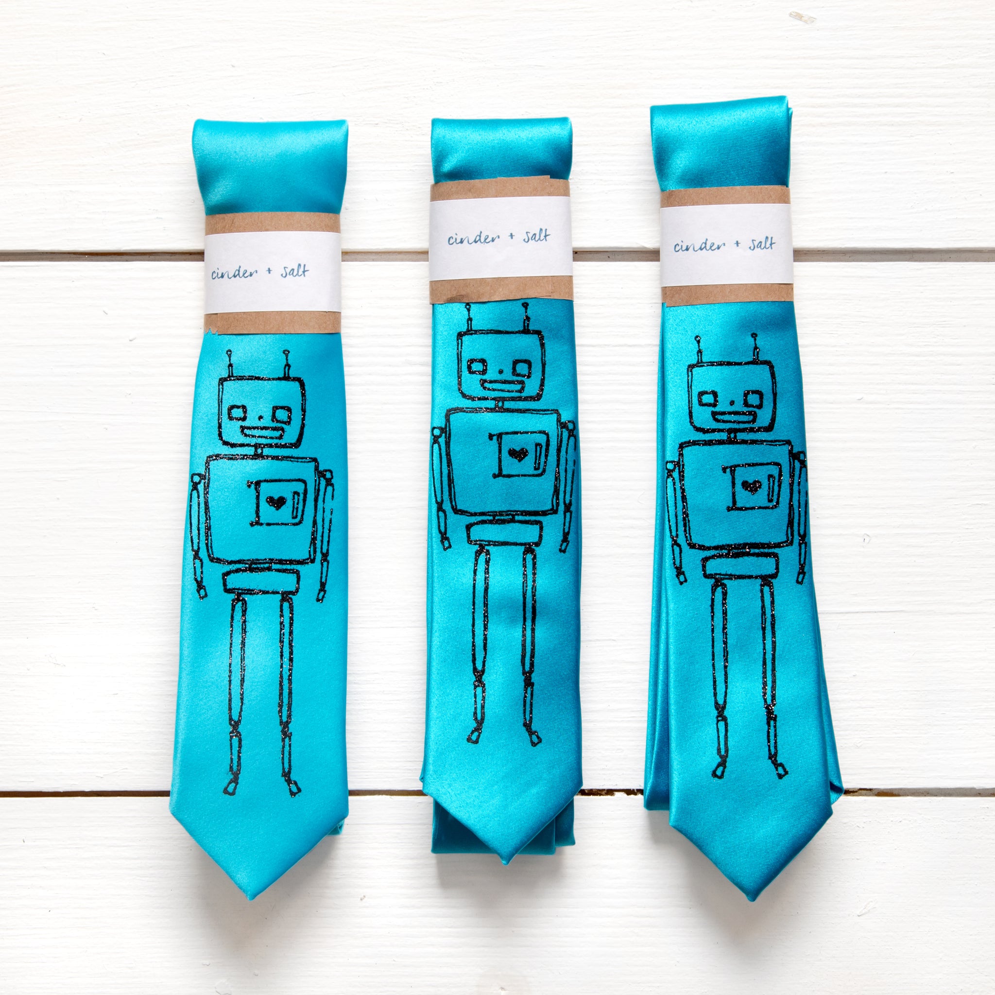 Robot Skinny Tie - Turquoise