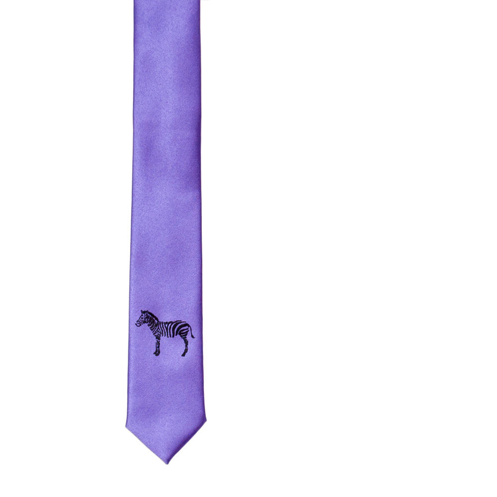 Zebra Skinny Tie - Purple