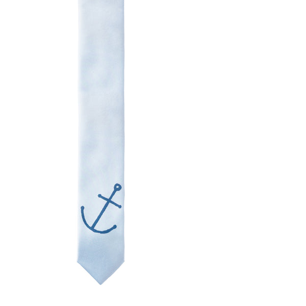 Anchor Skinny Tie - Pale Blue