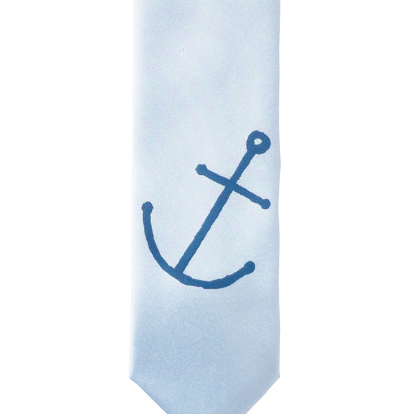 Anchor Skinny Tie - Pale Blue