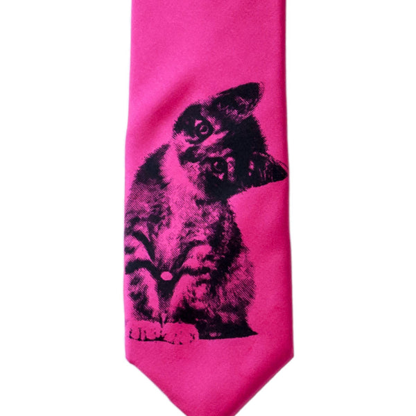 Kitten Skinny Tie - Fuchsia Pink