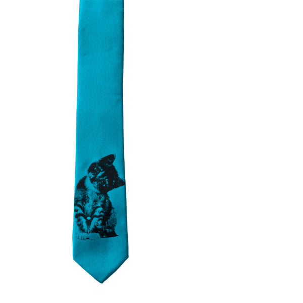 Kitten Skinny Tie - Turquoise