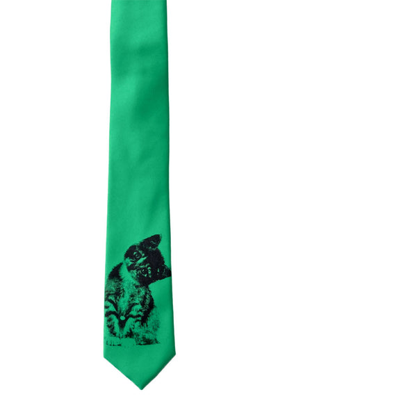 Kitten Skinny Tie - Green