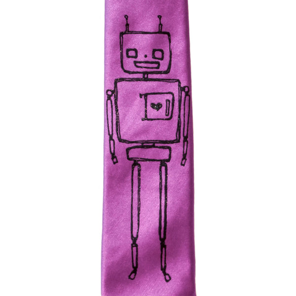 Robot Skinny Tie - Purple