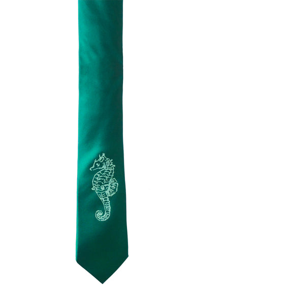 Seahorse Skinny Tie - Jade