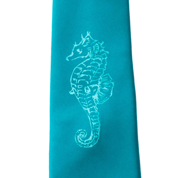 Seahorse Skinny Tie - Turquoise