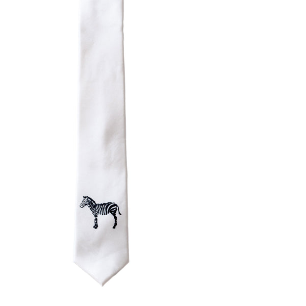 Zebra Skinny Tie - Pearl