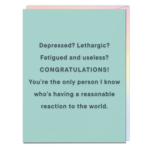 Reaction to the World Greeting Card