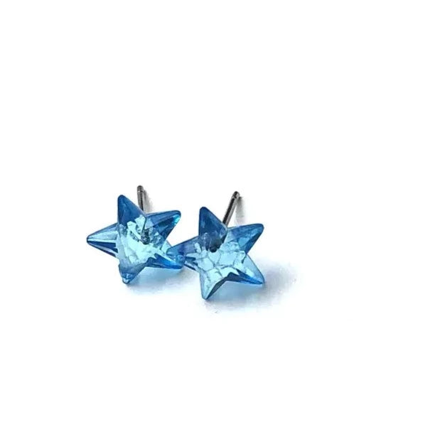 Vintage Star Stud Earring - blue